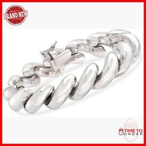 Italian Sterling Silver San Marco Link Bracelet 7.25 Inches